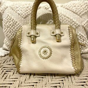 Jack Rogers Cream and Gold Satchel